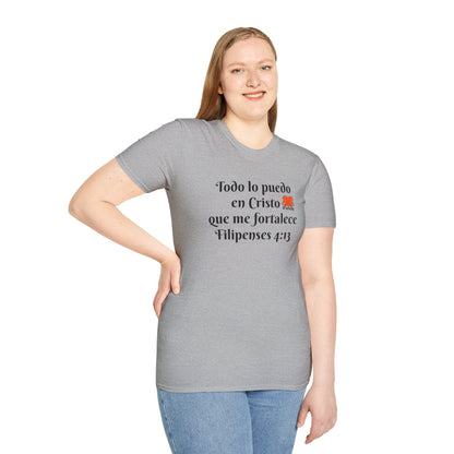 Unisex Softstyle T-Shirt - Filipenses 4:13 - Todo lo puedo en Cristo que me fortalece