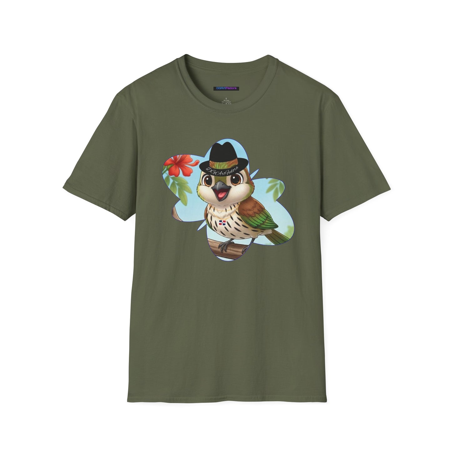 Unisex Softstyle T-Shirt of Ciguita on a Flamboyan Tree
