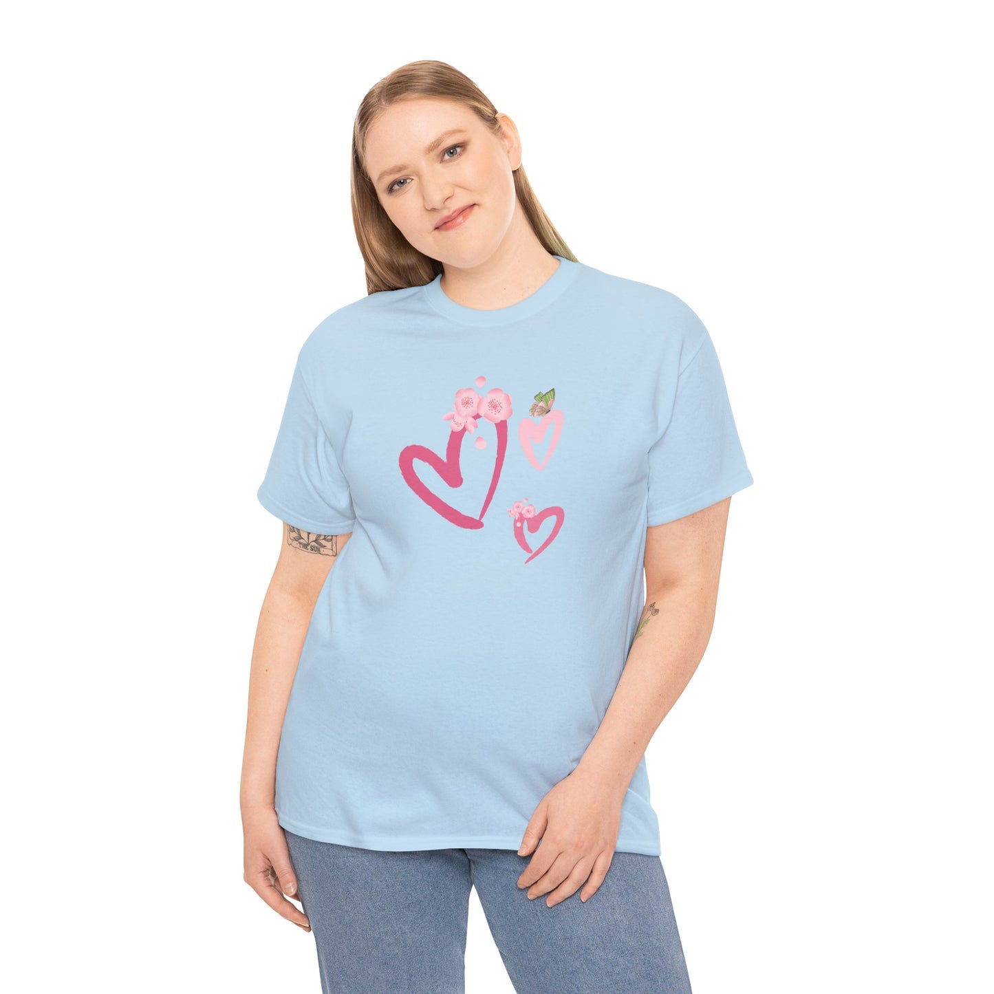 Unisex Heavy Cotton Tee Hearts Adorned