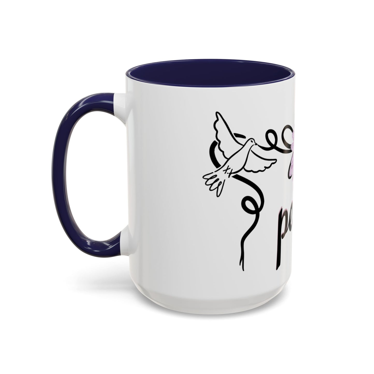 Accent Coffee Mug - Doves with Flower & Peace