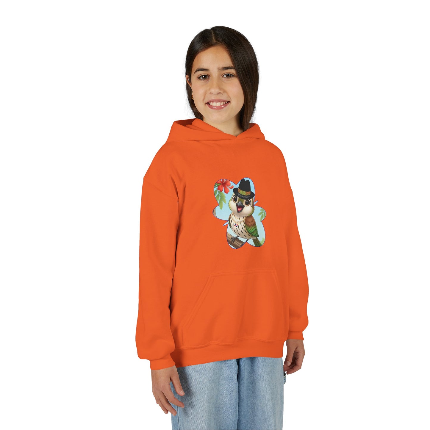 Youth Heavy Blend Hooded Sweatshirt Cigüita the Palmchat