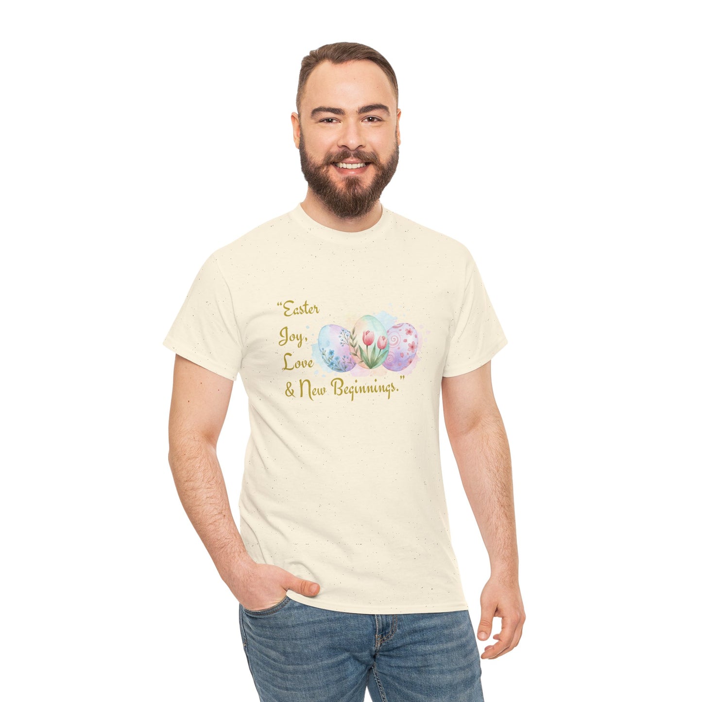 Unisex Heavy Cotton Tee - Easter, Joy, Love, & New Beginnings