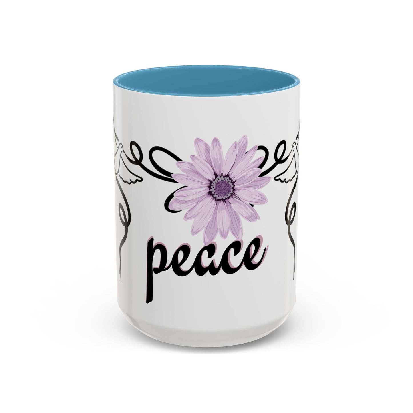 Accent Coffee Mug - Doves with Flower & Peace