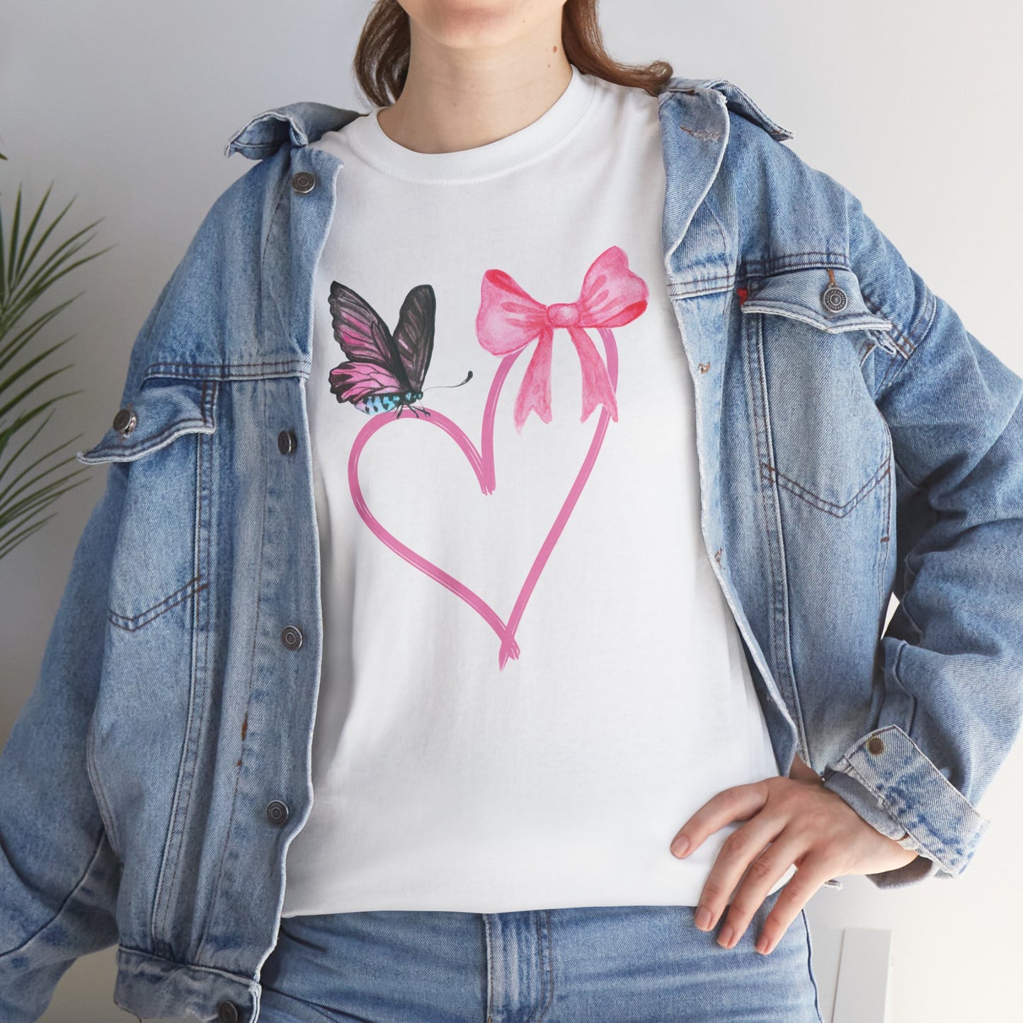 Unisex Heavy Cotton Tee Heart & Butterfly
