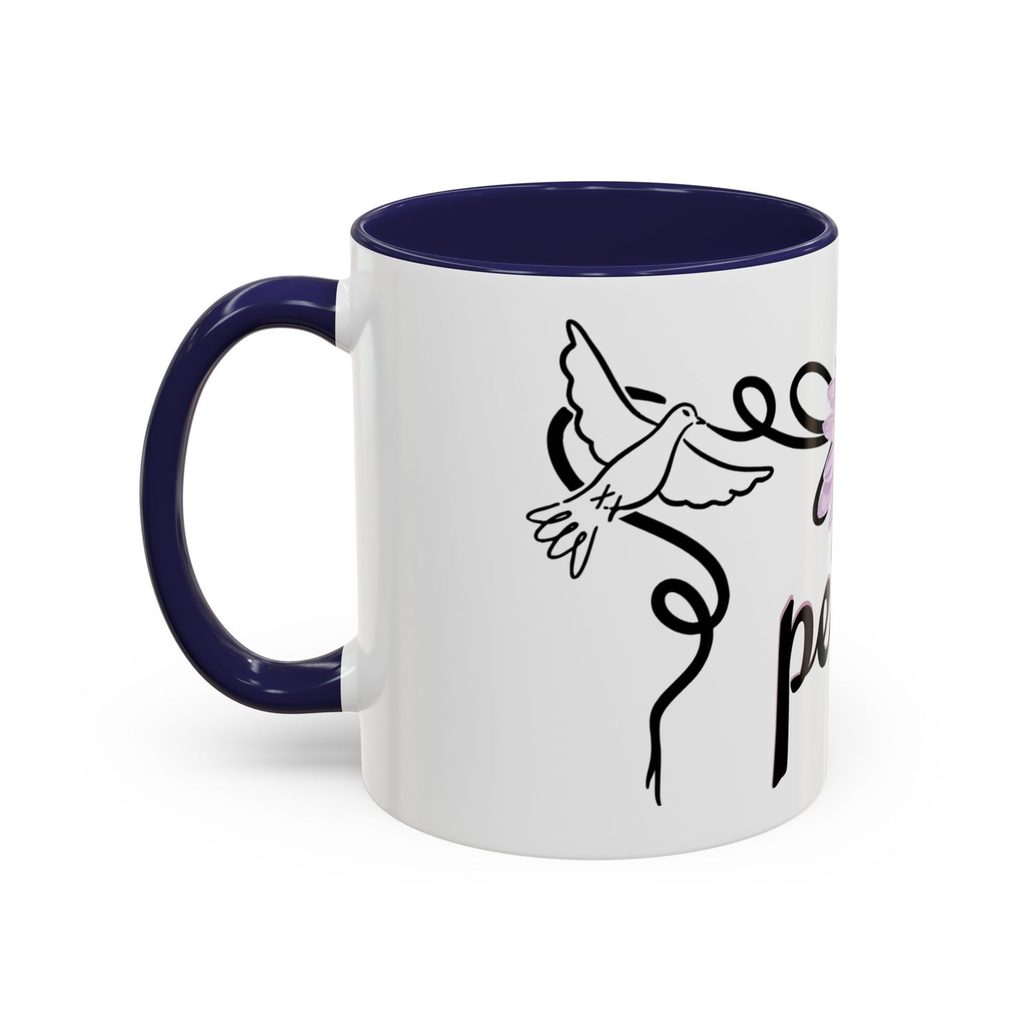 Accent Coffee Mug - Doves with Flower & Peace