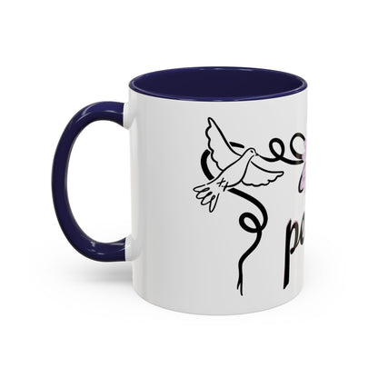 Accent Coffee Mug - Doves with Flower & Peace