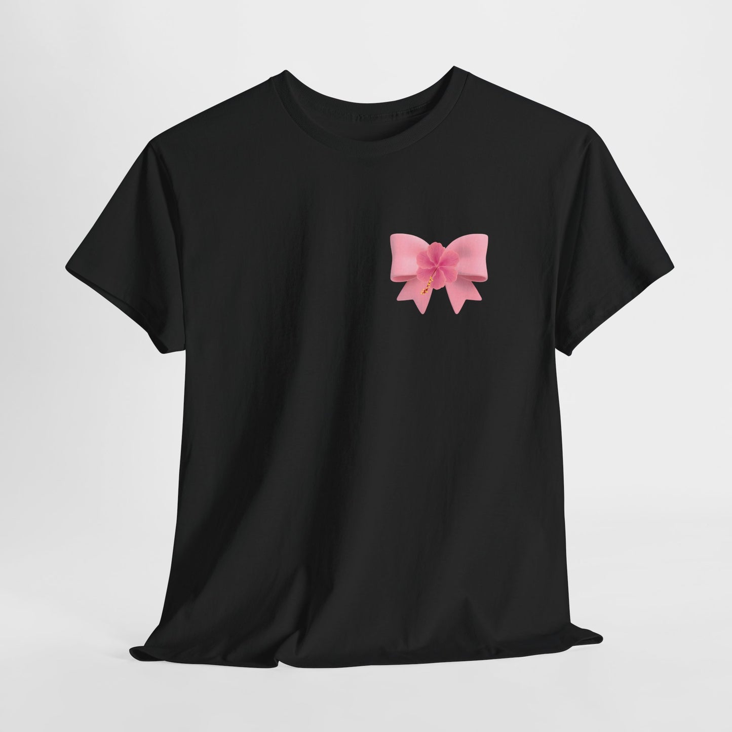 Cute Pink Bow with Flower Accent - Heavy Cotton Tee
