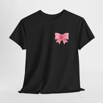 Cute Pink Bow with Flower Accent - Heavy Cotton Tee