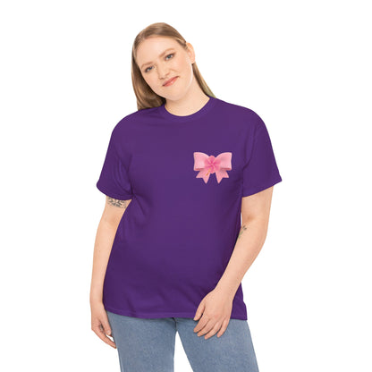 Cute Pink Bow with Flower Accent - Heavy Cotton Tee