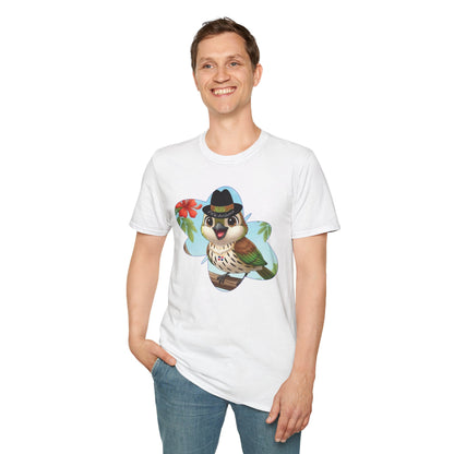 Unisex Softstyle T-Shirt of Ciguita on a Flamboyan Tree