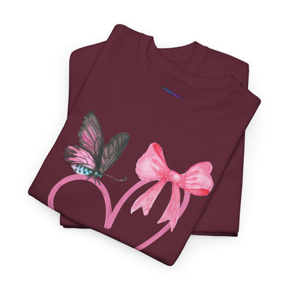 Unisex Heavy Cotton Tee Heart & Butterfly