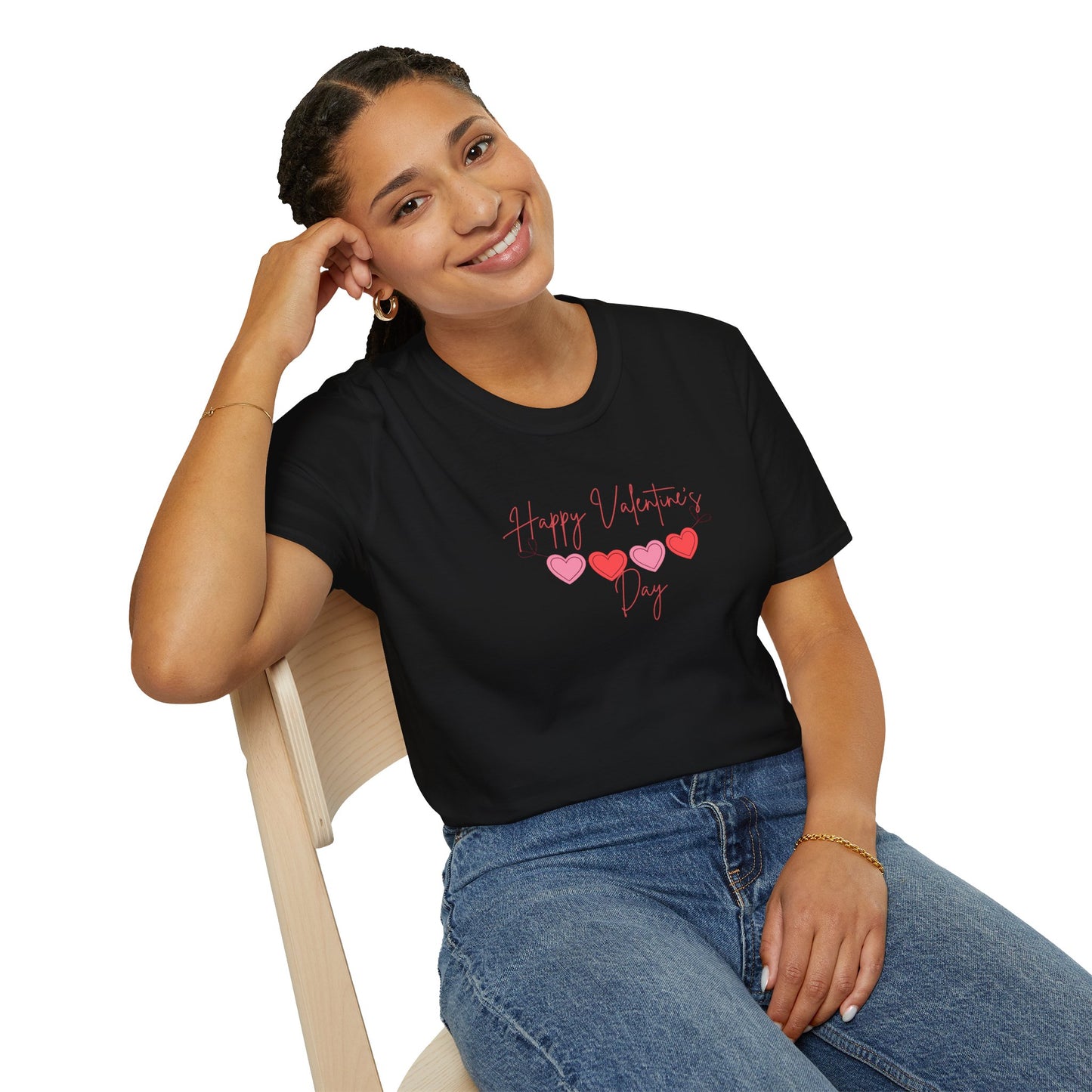Unisex Softstyle T-Shirt Happy Valentine's Day Four Hearts