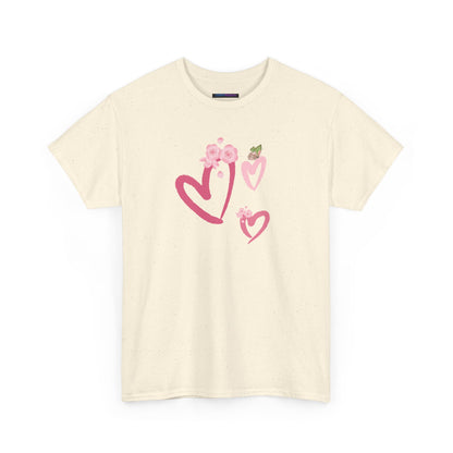 Unisex Heavy Cotton Tee Hearts Adorned