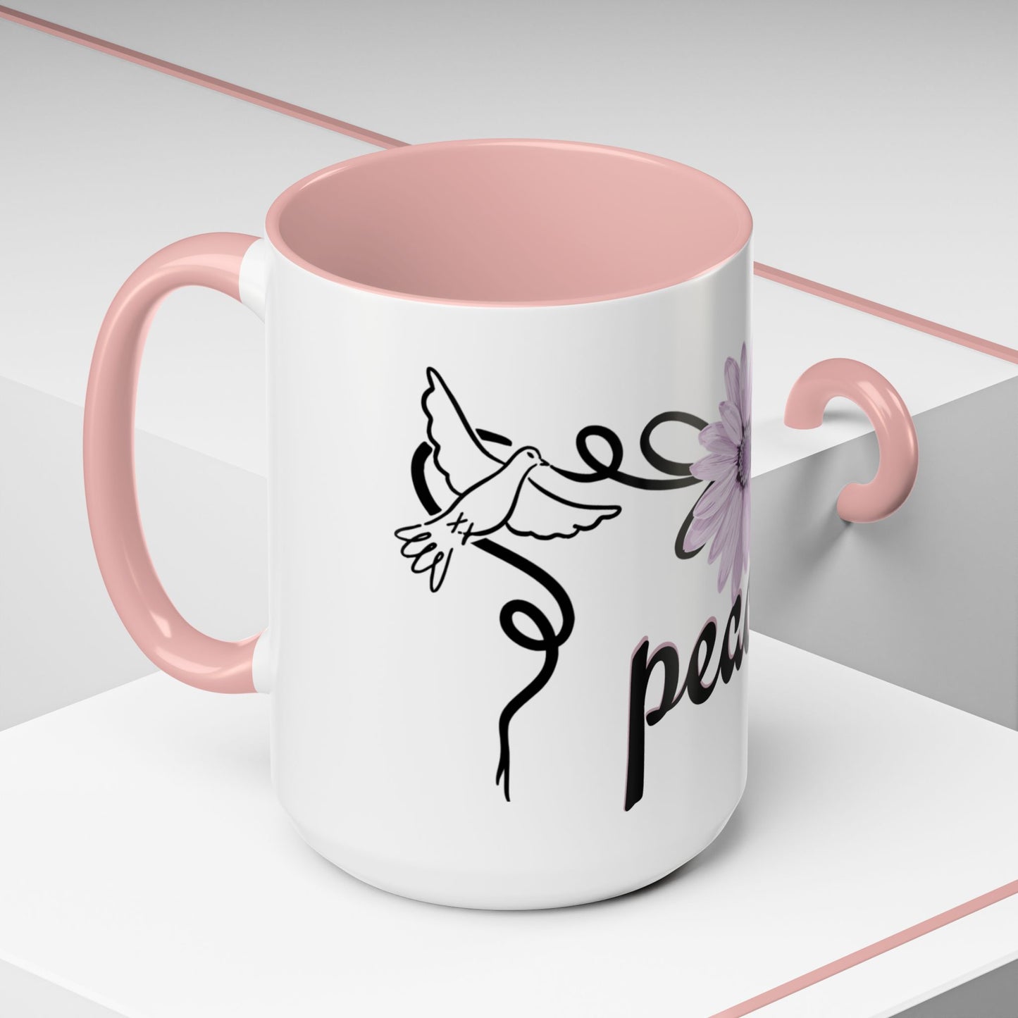 Accent Coffee Mug - Doves with Flower & Peace