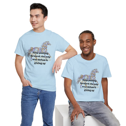 Unisex Heavy Cotton Tee Horse with a Quote Inspiring Success