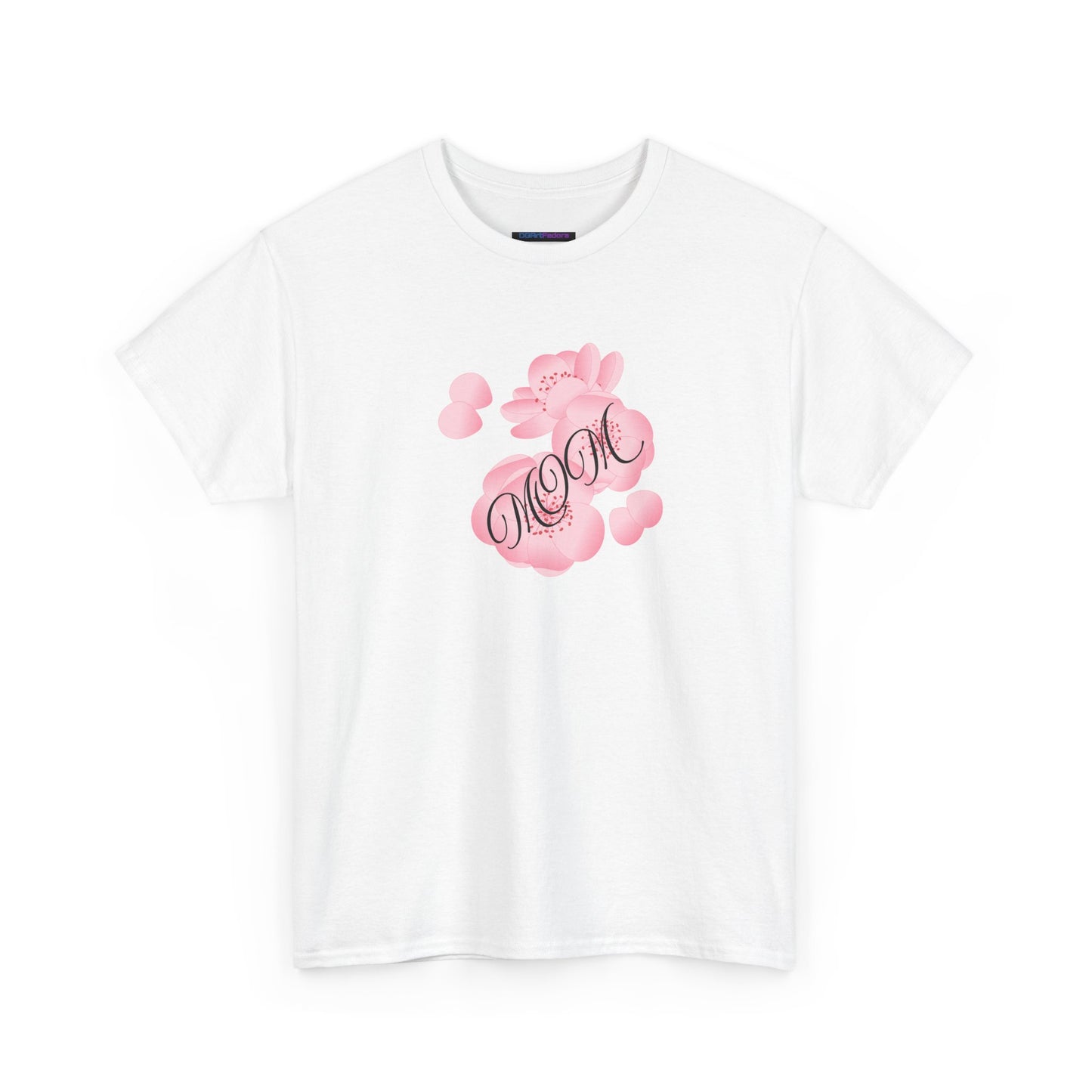 Stylish Mom Lettering with Pink Flowers - Heavy Cotton Tee