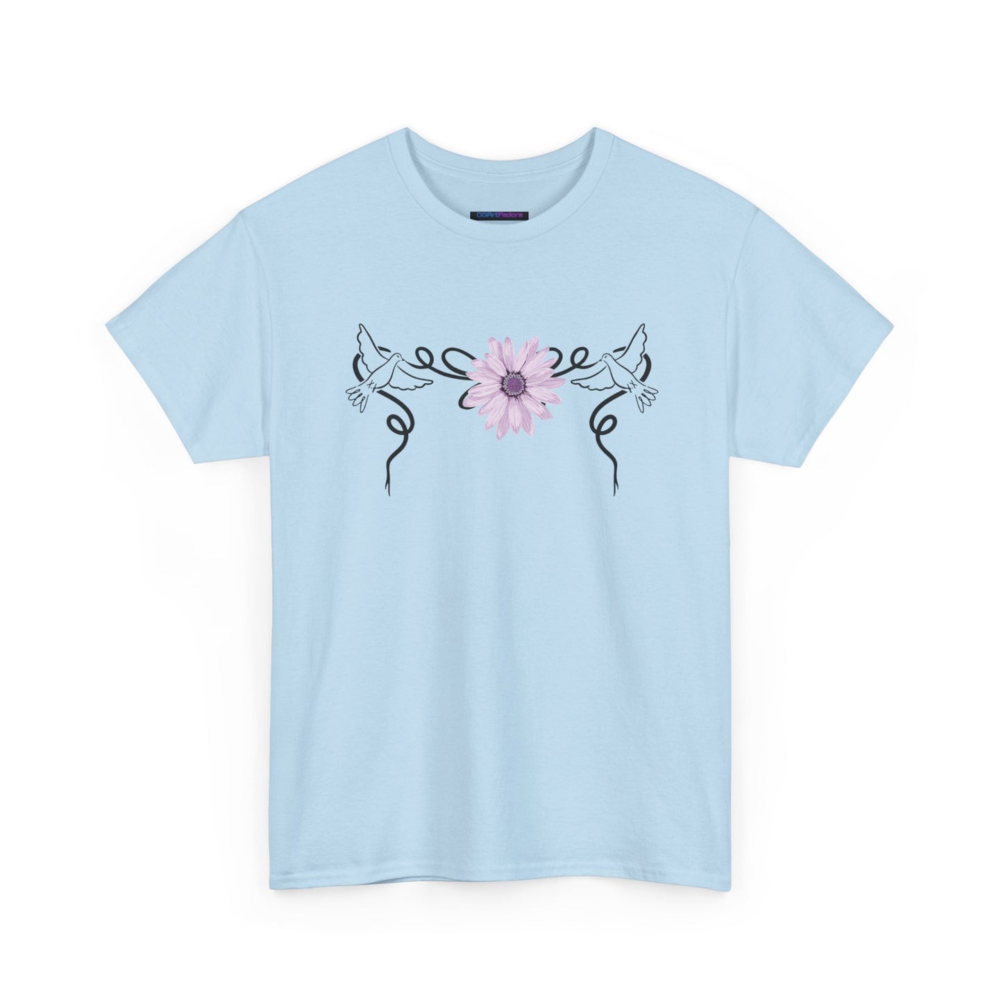 Unisex Heavy Cotton Tee - Doves with Flower