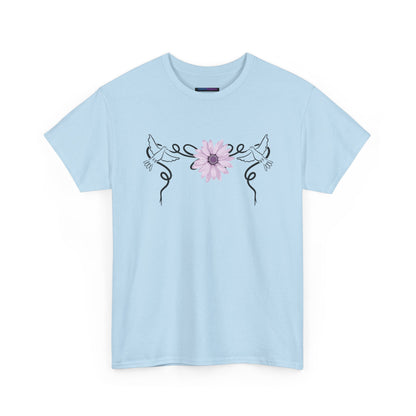 Unisex Heavy Cotton Tee - Doves with Flower