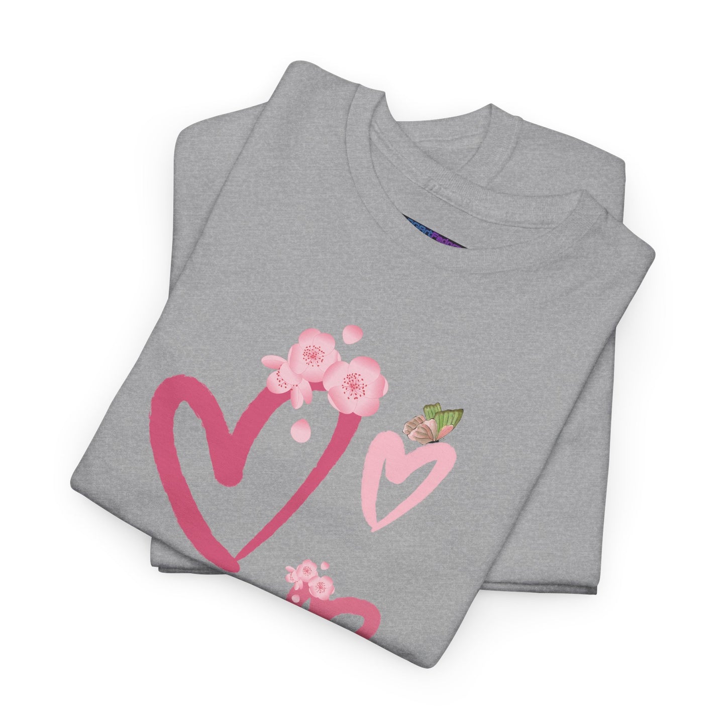 Unisex Heavy Cotton Tee Hearts Adorned