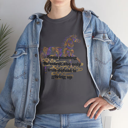 Unisex Heavy Cotton Tee Horse with a Quote Inspiring Success