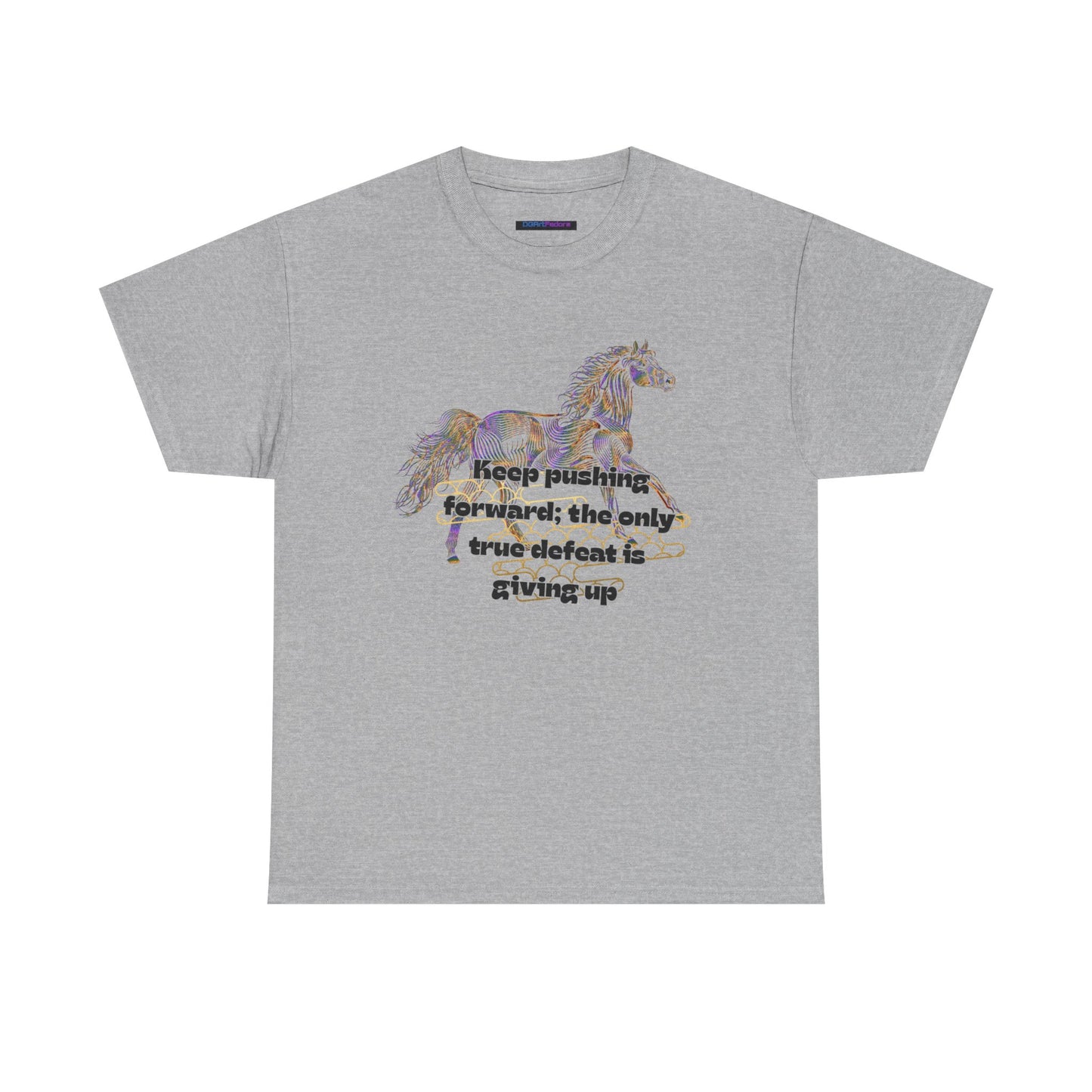 Unisex Heavy Cotton Tee Horse with a Quote Inspiring Success