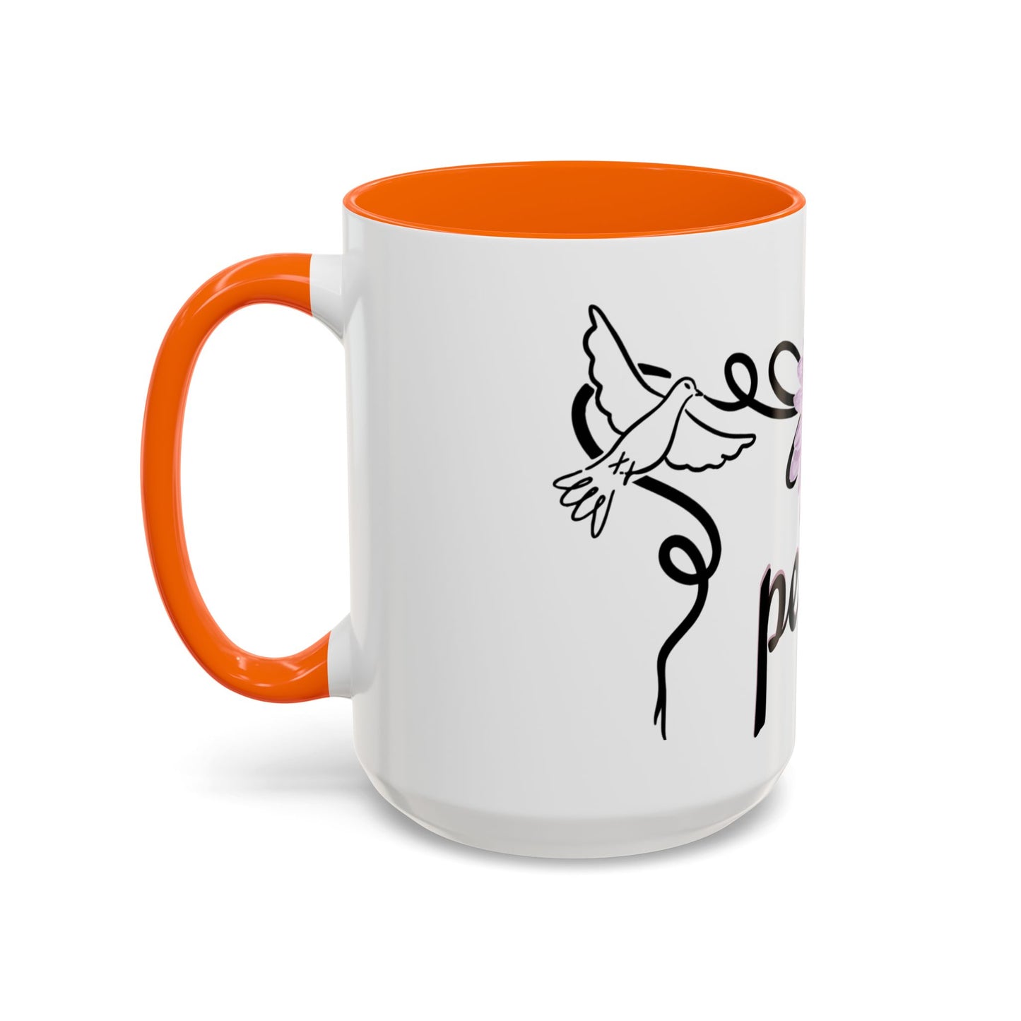 Accent Coffee Mug - Doves with Flower & Peace