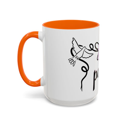 Accent Coffee Mug - Doves with Flower & Peace