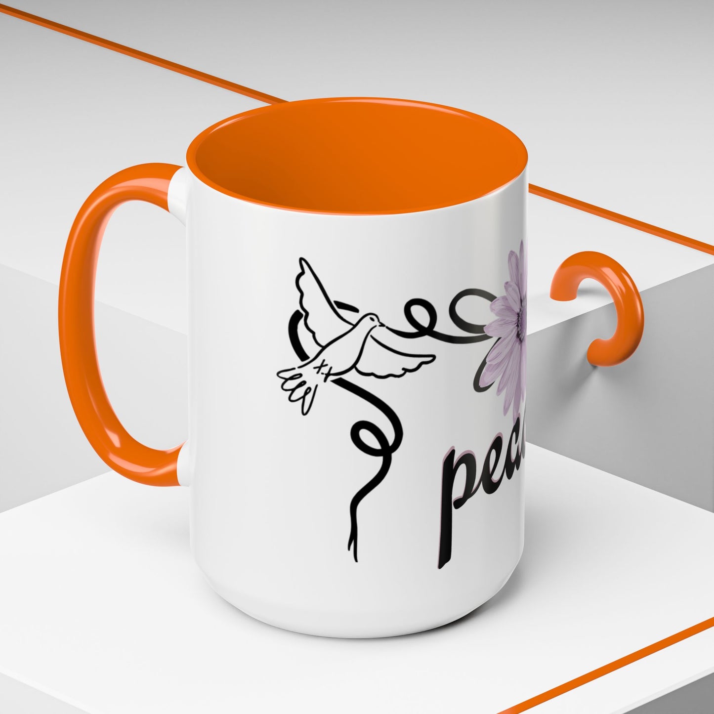 Accent Coffee Mug - Doves with Flower & Peace