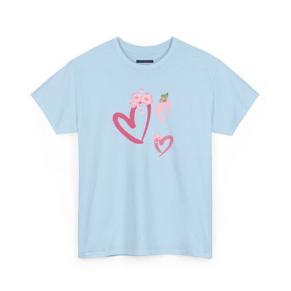 Unisex Heavy Cotton Tee Hearts Adorned