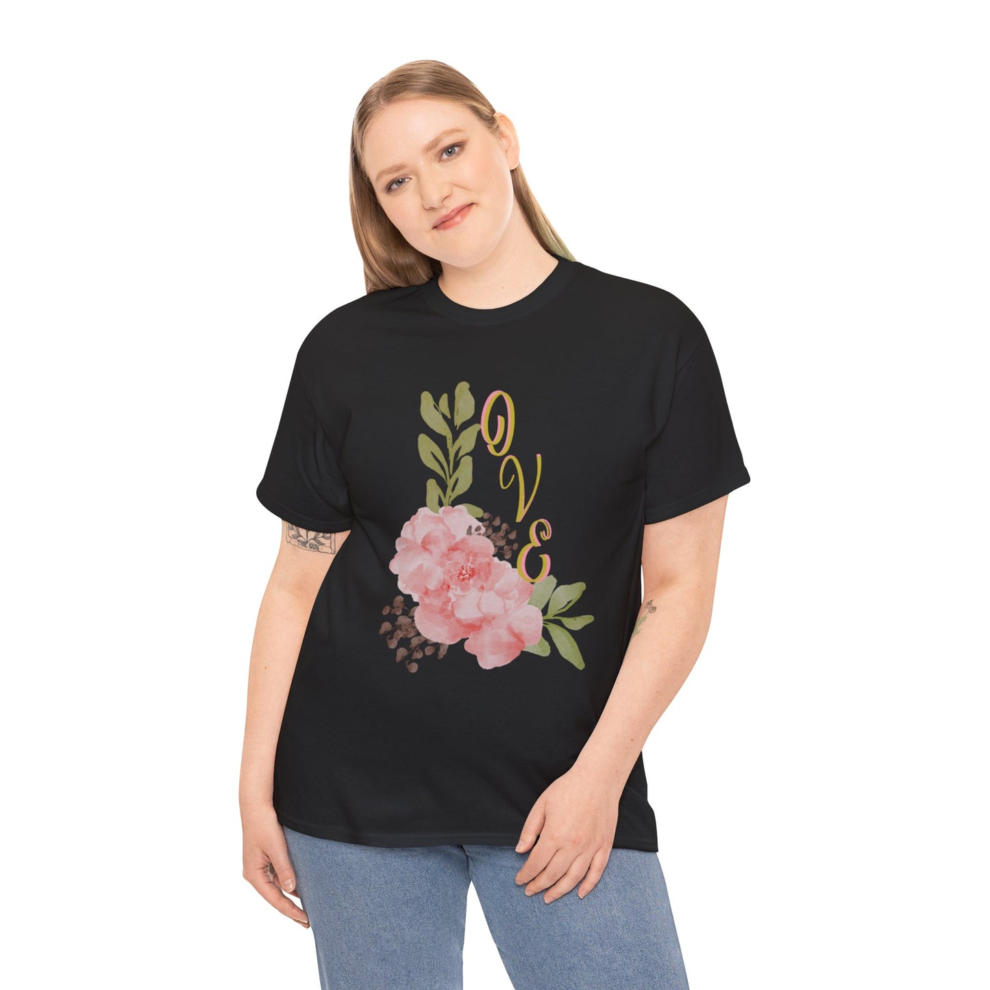 Floral “Love” Design - Unisex Heavy Cotton Tee