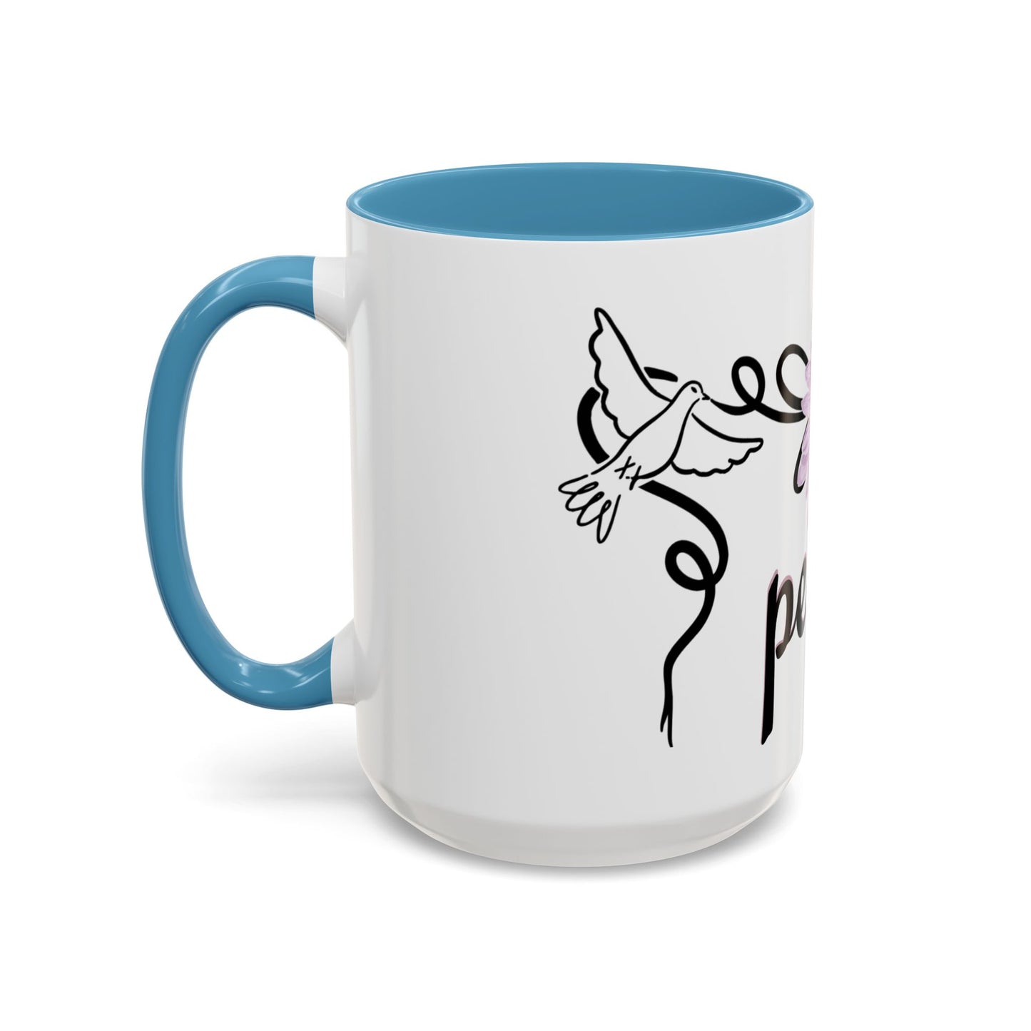 Accent Coffee Mug - Doves with Flower & Peace