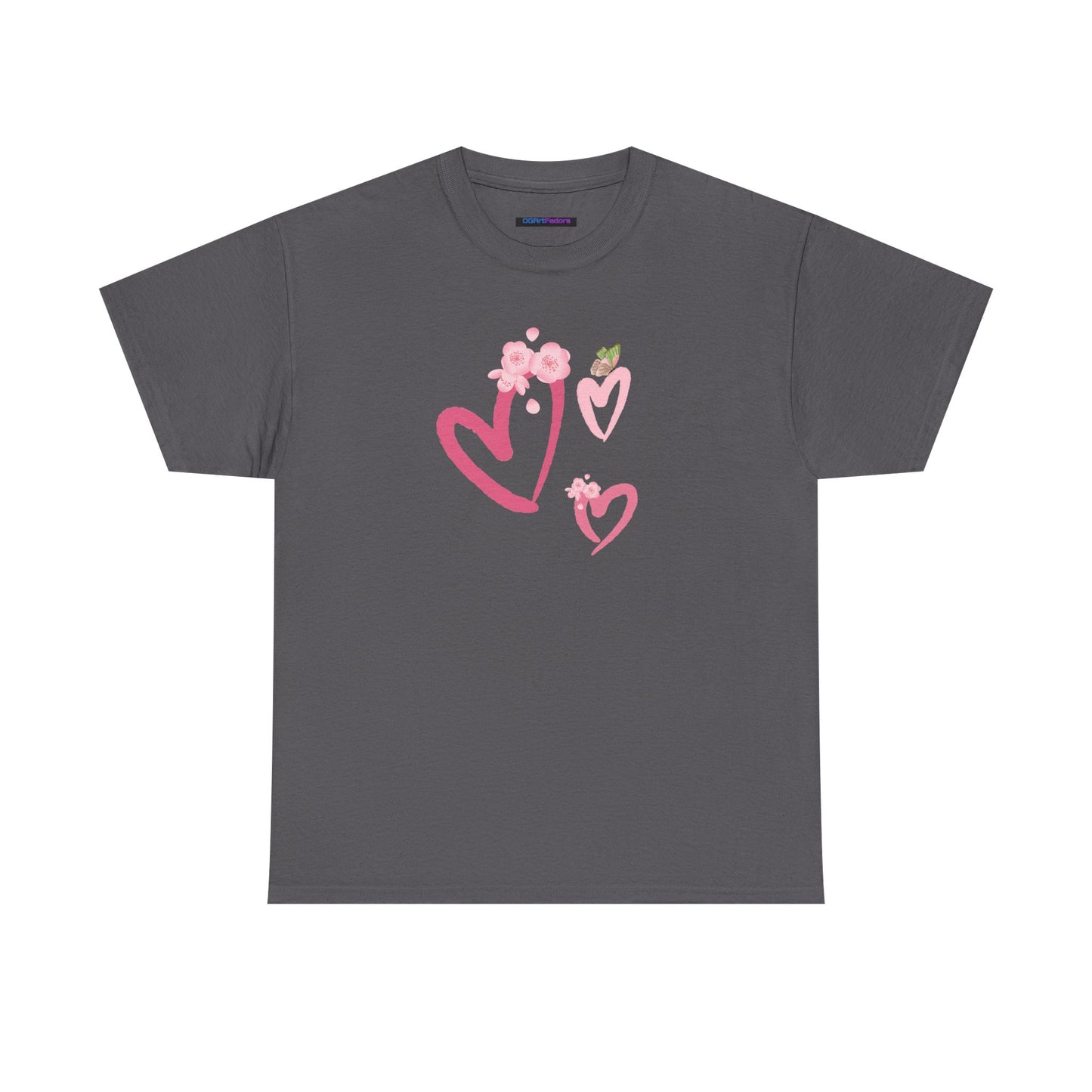 Unisex Heavy Cotton Tee Hearts Adorned