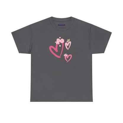 Unisex Heavy Cotton Tee Hearts Adorned
