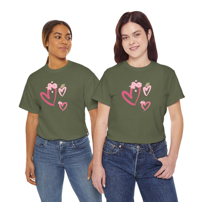 Unisex Heavy Cotton Tee Hearts Adorned