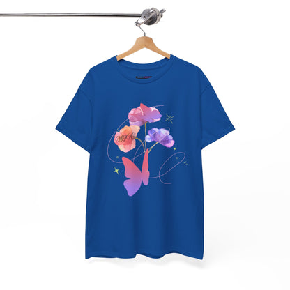 Dreamy Watercolor Flowers & Butterfly - Heavy Cotton Tee