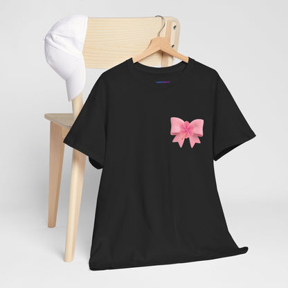 Cute Pink Bow with Flower Accent - Heavy Cotton Tee