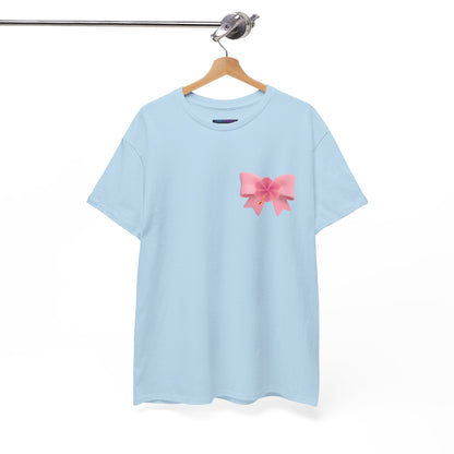 Cute Pink Bow with Flower Accent - Heavy Cotton Tee