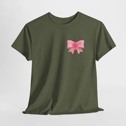 Cute Pink Bow with Flower Accent - Heavy Cotton Tee
