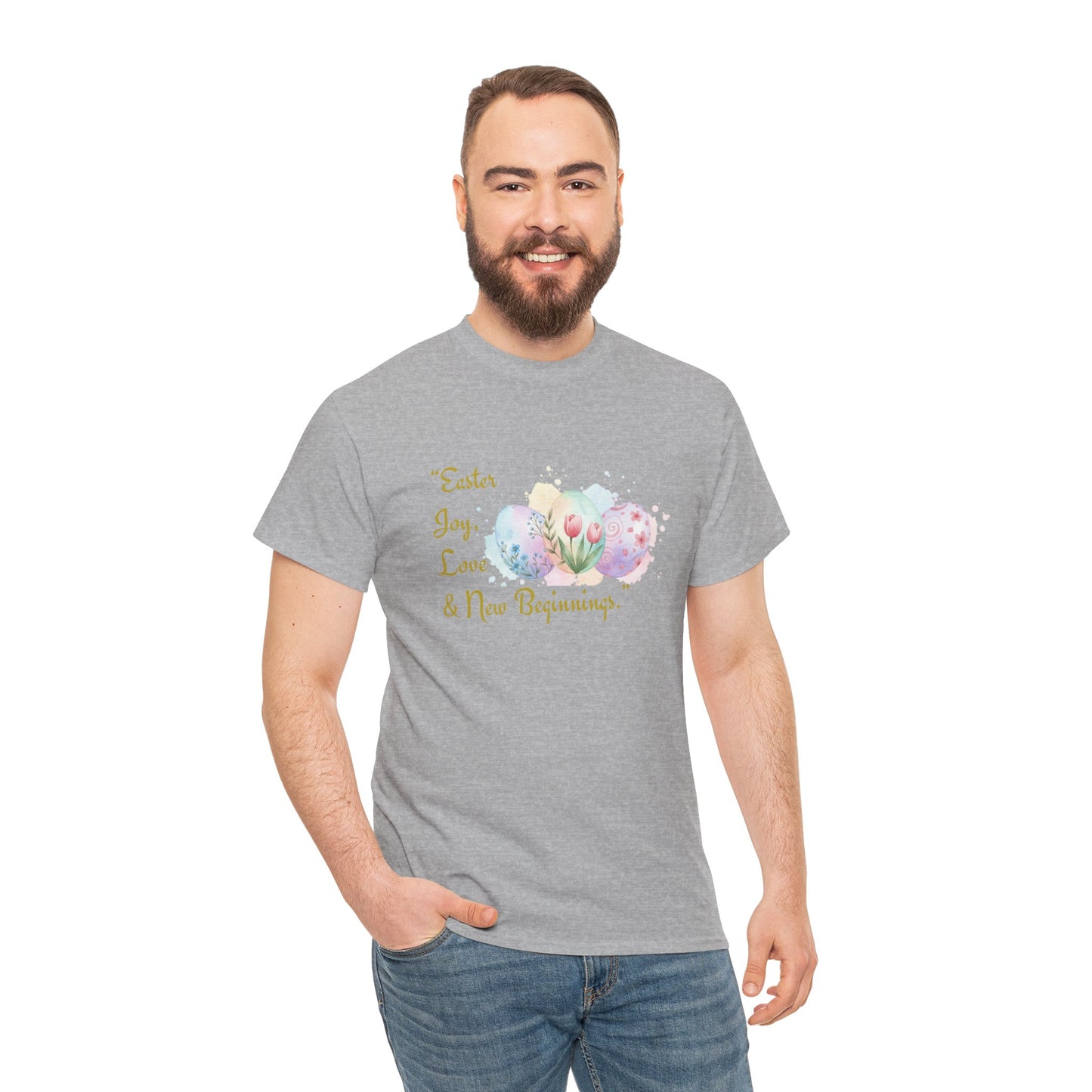 Unisex Heavy Cotton Tee - Easter, Joy, Love, & New Beginnings