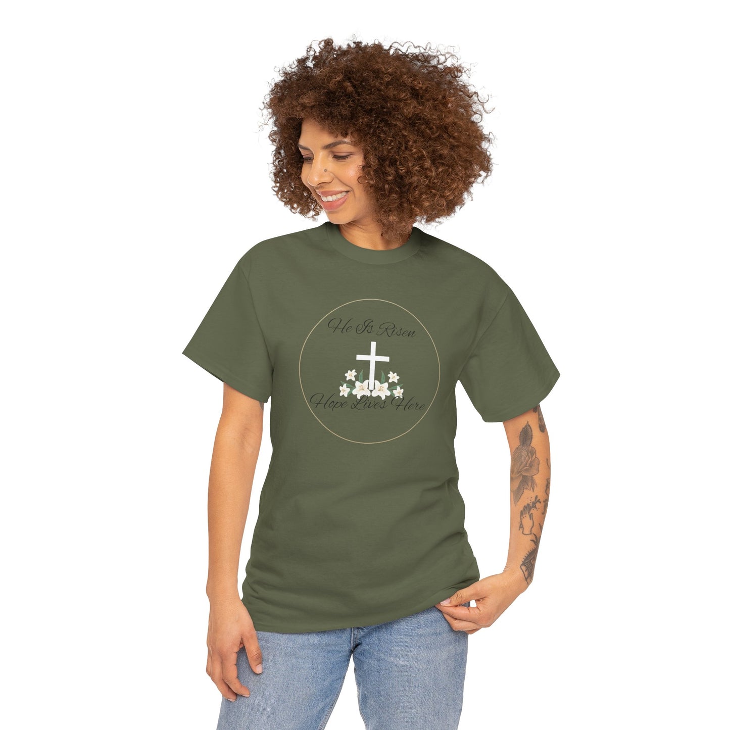Unisex Heavy Cotton – He is Risen, Hope Lives Here