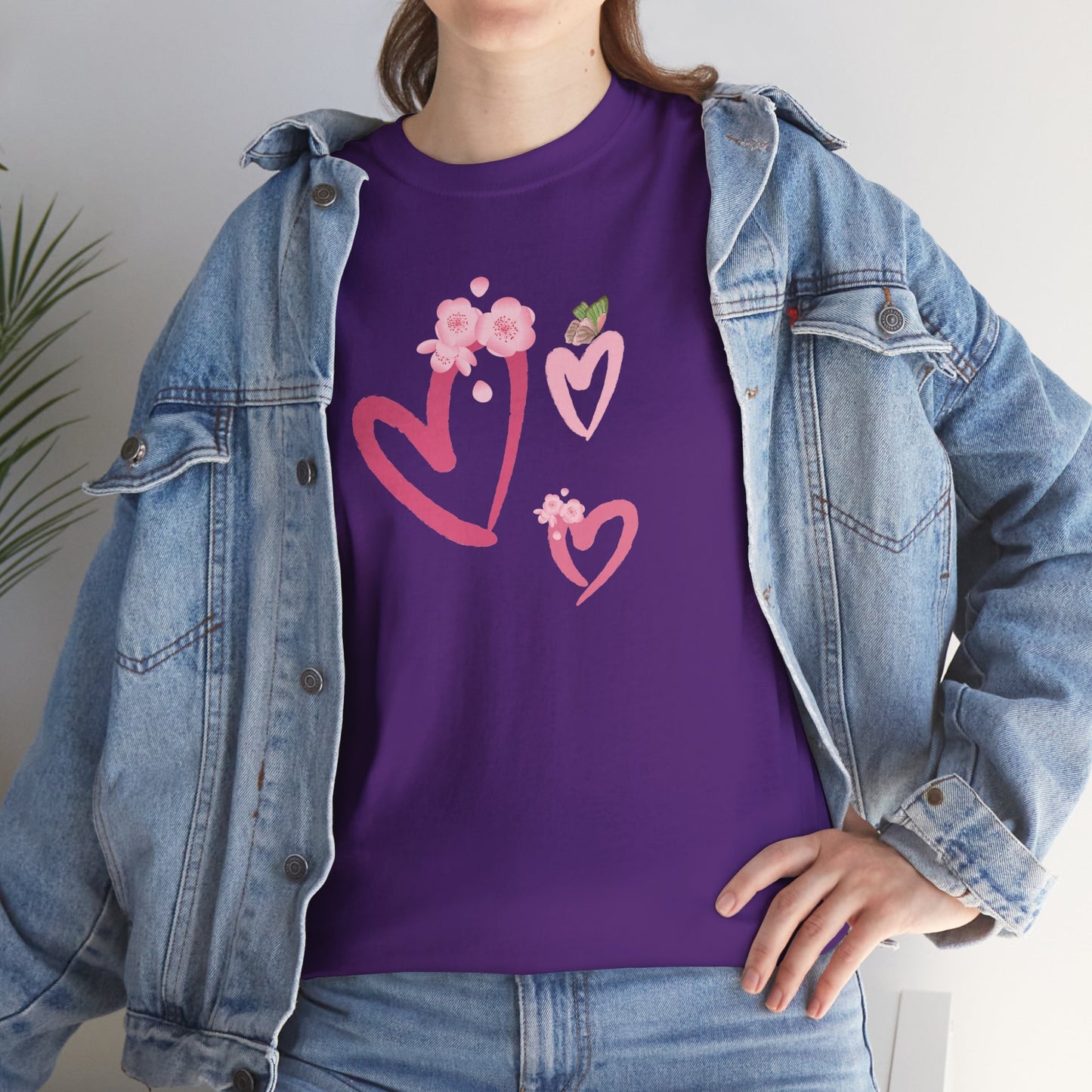 Unisex Heavy Cotton Tee Hearts Adorned
