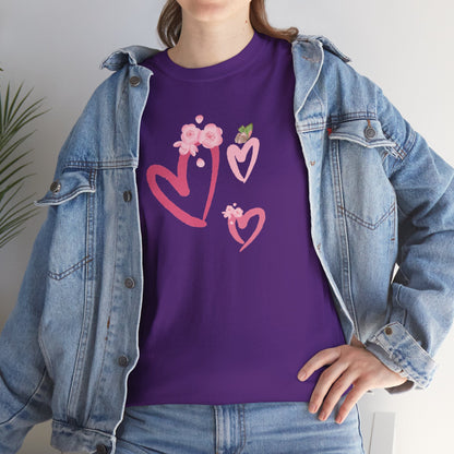 Unisex Heavy Cotton Tee Hearts Adorned