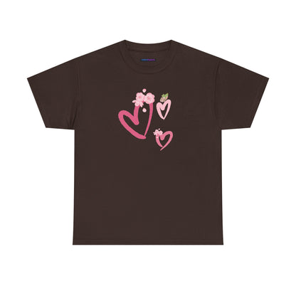 Unisex Heavy Cotton Tee Hearts Adorned