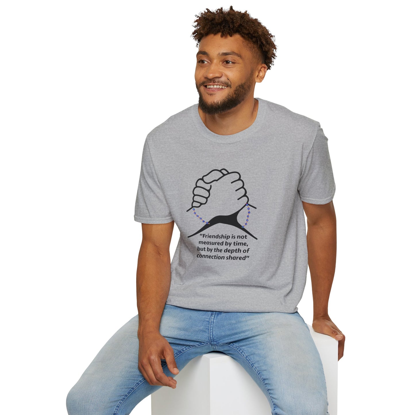 Unisex Softstyle T-Shirt Clasped Hands with Quote of Friendship