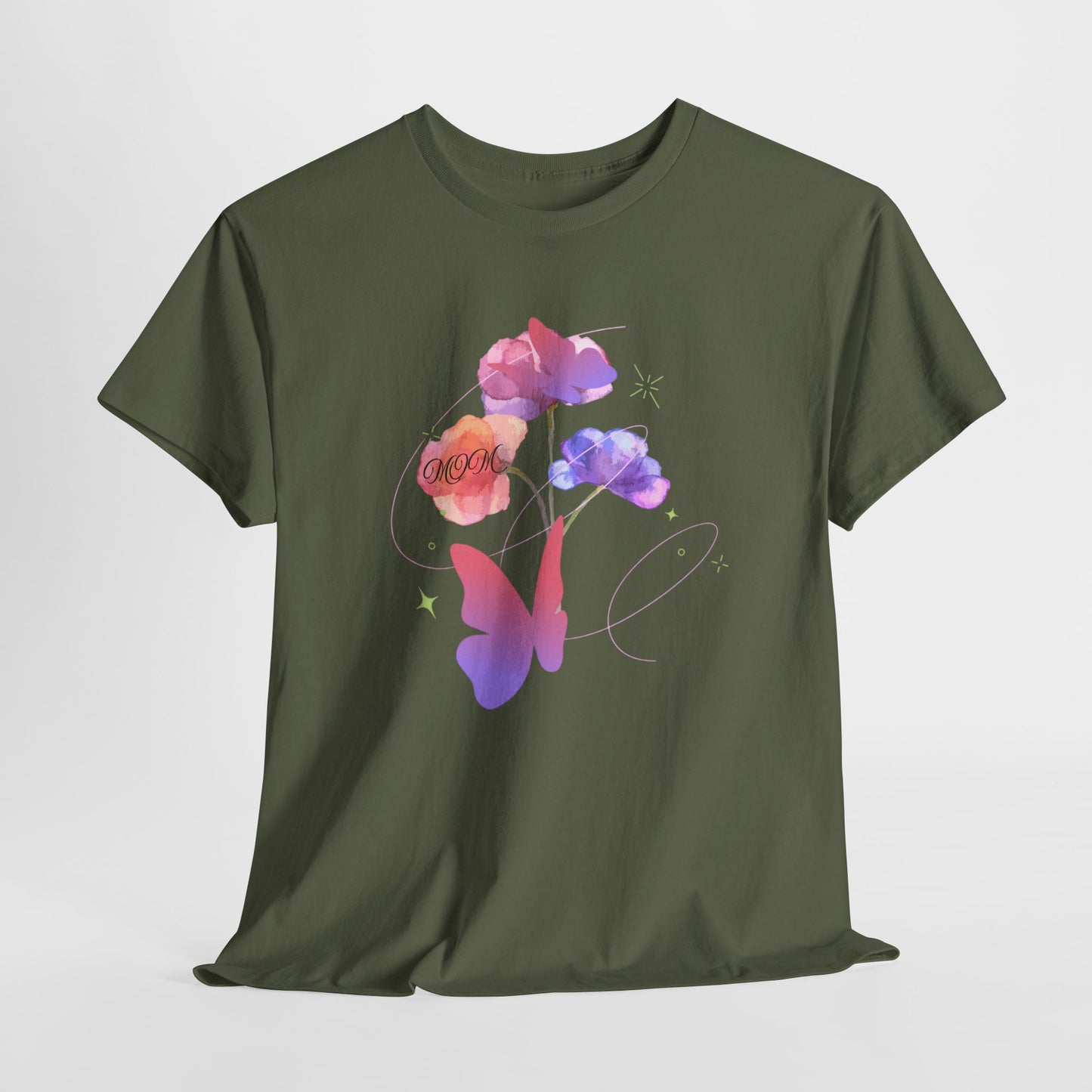 Dreamy Watercolor Flowers & Butterfly - Heavy Cotton Tee