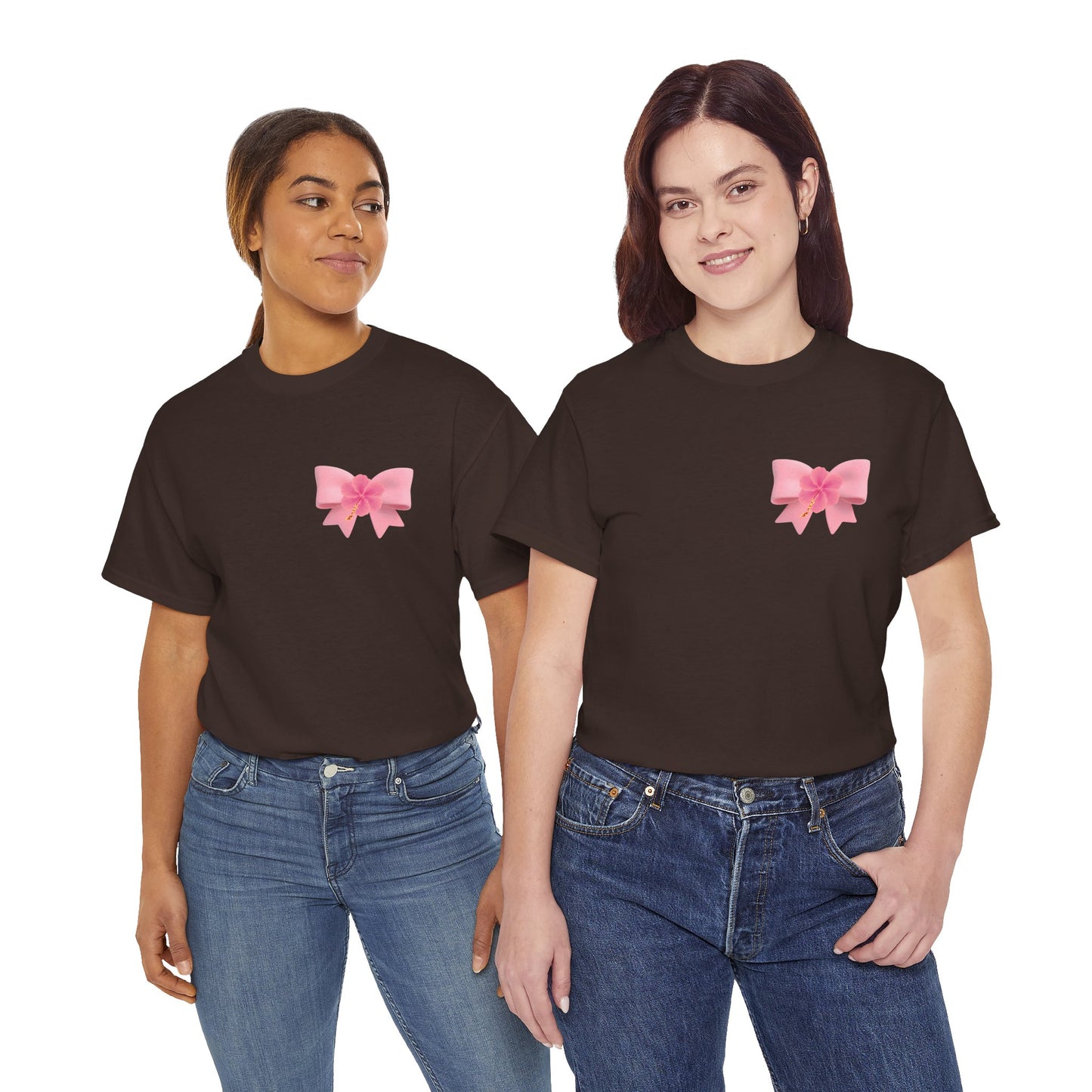 Cute Pink Bow with Flower Accent - Heavy Cotton Tee