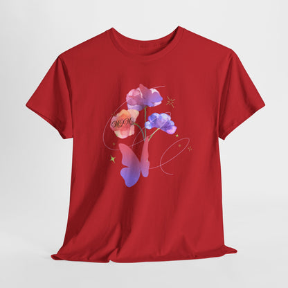 Dreamy Watercolor Flowers & Butterfly - Heavy Cotton Tee