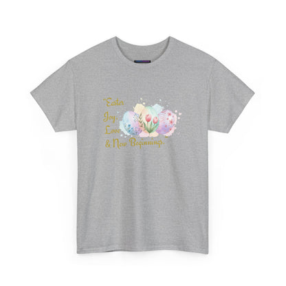 Unisex Heavy Cotton Tee - Easter, Joy, Love, & New Beginnings