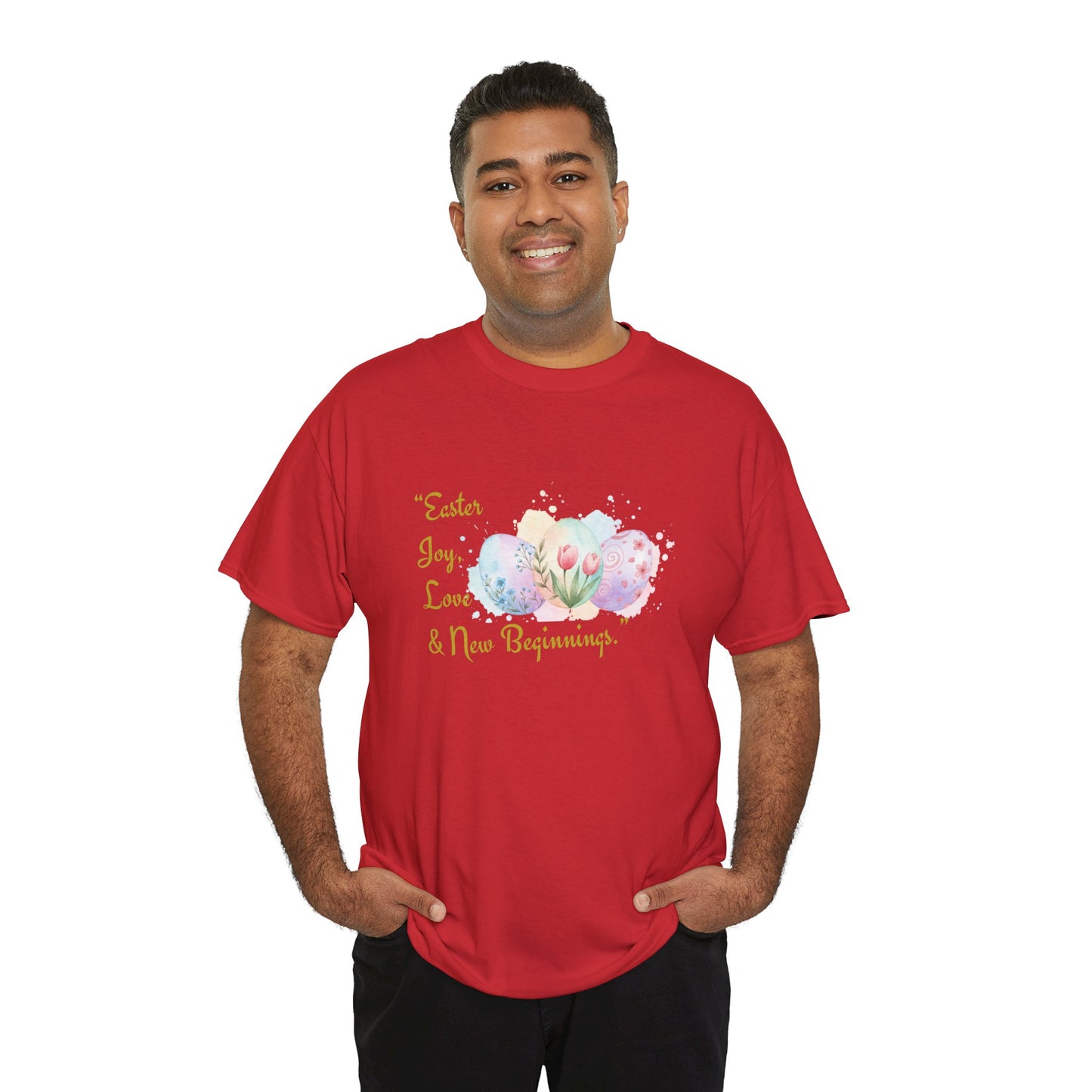 Unisex Heavy Cotton Tee - Easter, Joy, Love, & New Beginnings