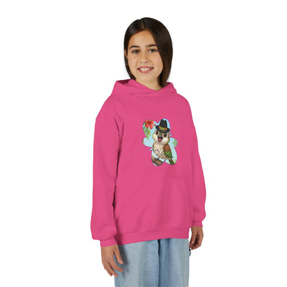 Youth Heavy Blend Hooded Sweatshirt Cigüita the Palmchat